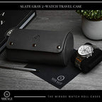 Watch Travel Case for Men Watch Roll for Travel Organizer and Display Watch Case (2-Slots / Gray)