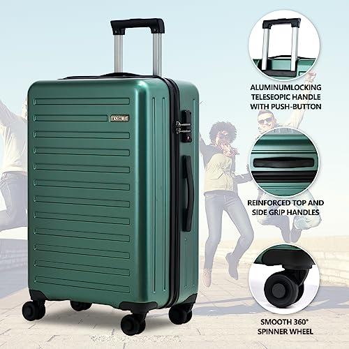 3Pcs (20/24/28) Luggage Set, Lightweight HardShell Suitcase with Wheels (Dark Green / 3 Piece (20/24/28))