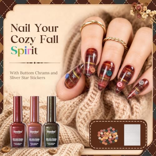 Beetles Mocha Sweater Cat Eye Gel Nail Polish Set (A - Brown Nude Gold | Mocha Sweater)