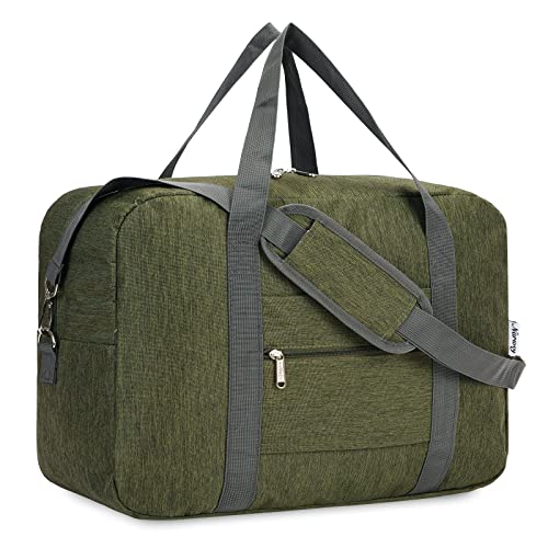 For Spirit Airlines Personal Item Bag 18x14x8 Foldable Travel Duffel Bag Tote Duffle Carry on Luggage for Women and Men 30L (Army Green / 30L)