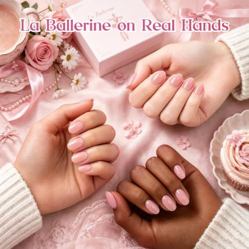 Beetles Pink Jelly Gel Polish Set with Chrome Powder (A - Sheer | Pink | La Ballerine)