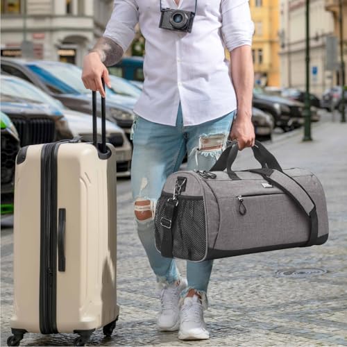 Gym Bag for Women & Men (Textured Grey / Large - 23 x 12 x 12″)