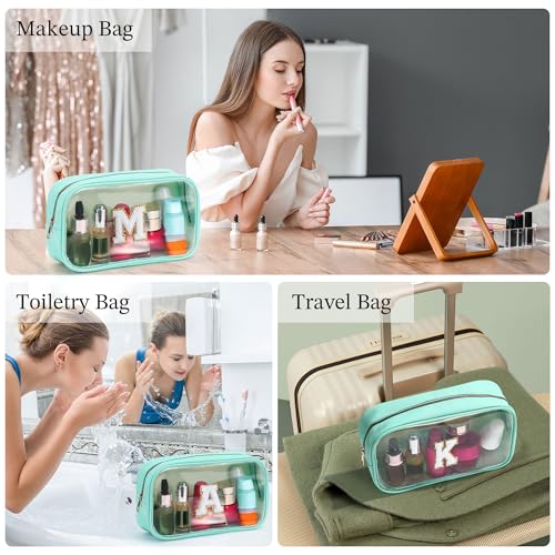 Initial Clear Makeup Pouch (Large-Blue / A)