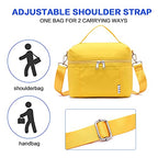 NOL Insulated Lunch Bags for Women Cooler Bag Lightweight Nylon Waterproof Lunch Box for Work (Yellow / Small (4 Liters))