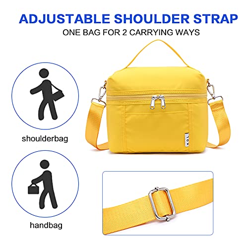 NOL Insulated Lunch Bags for Women Cooler Bag Lightweight Nylon Waterproof Lunch Box for Work (Yellow / Small (4 Liters))