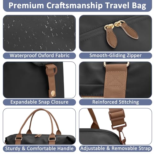 Women Travel Duffle Bags (Black / Large)