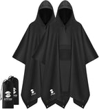 SaphiRose Extra Thick Hooded Rain Poncho Double Layer Waterproof Raincoat Jacket by SaphiRose