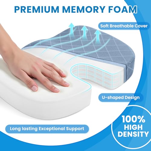 Memory Foam Office Chair Seat Cushion (X-Large / Light Blue)