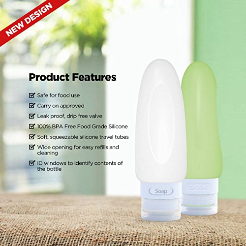 Leak Proof Travel Bottles (3oz 4pc - White/Blue/Green/Orange)