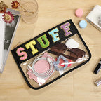 Clear Zipper Pouch for Travel (Black-Stuff)