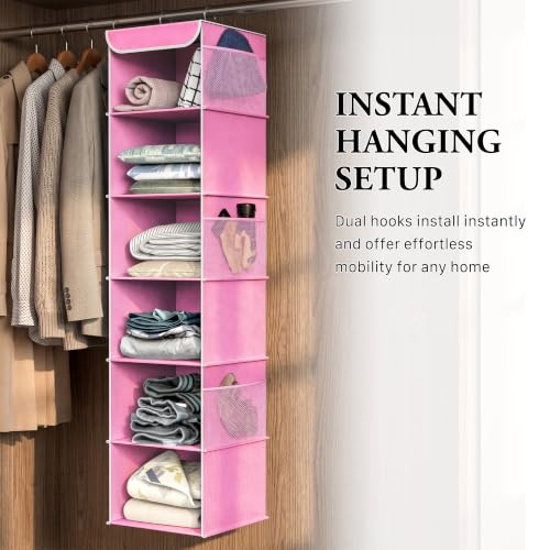 6 Shelf Hanging Closet Organizer (6 Shelf / Pink)