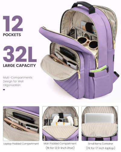 Laptop Backpack for Women (Purple / 17-Inch)