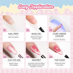 Beetles Fruit Magnet Cat Eye Gel Nail Polish Set (A - Pink Red Green | Silent Meditation)