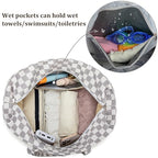 Beach Bag Waterproof Sandproof Women Beach Tote Bag Pool Bag with Zipper for Gym Grocery Travel with Wet Pocket (Light Gray)