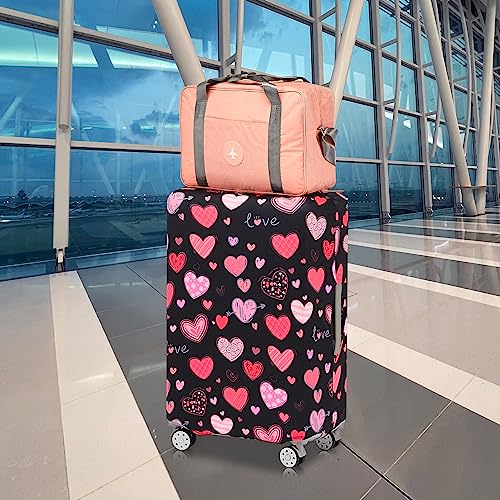 Travelkin Luggage Covers For Suitcase Tsa Approved Suitcase Cover Protector (Loving Hearts-Black / M)