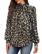 Long Sleeve Shirts for Women Business Casual Fall Outfits for Women 2026 Mock Neck Early Womens Fall Fashion 2026 Work Blouses Winter Clothing Trendy School Outfits for Teachers Leopard Print L (02 - Leopard Print / Large)