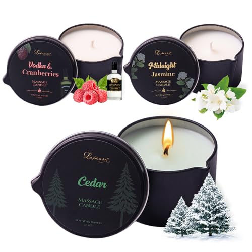 Massage Candle 3 Pack Natural Essential Body Oil Home SPA 6.9 oz