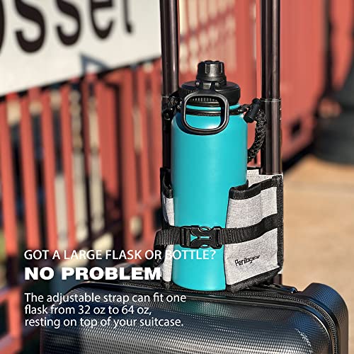 Luggage Travel Cup Holder Hands Free Drink Caddy for Suitcase Handle. Perfect Airplane Travel Essential Accessory Gift for Frequent Traveler (Dark Gray)
