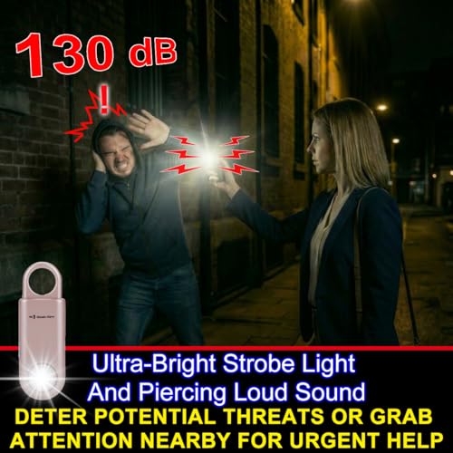 130db Personal Safety Alarm with Ultra Bright Strobe Light. Blue (Blue / Button cell)