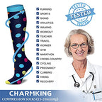 Compression Socks for Women & Men Circulation (Small-Medium / 12 Black/Blue/Pink)