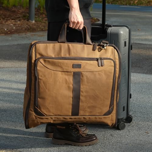 Polare Waxed Canvas Full Grain Leather Trim Garment Carry on Bag for Business Travel
