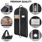 5PK Garment Bags for Hanging Clothes (Black / 60" 5PK)