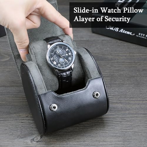 Watch Roll Travel Case 1 Slot Fits Wrist & Smart Watches Up to 50mm (1 slot / Black)