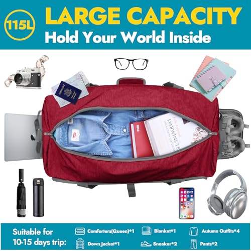 115L Travel Duffel Bag (Beetles Red / 115L)