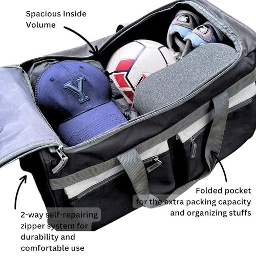 22 inch Carry On 8 Pockets Wheeled Rolling Duffel Bag Water Resistant Luggage Lightweight Travel Suitcase with Retractable Handle (22 inch / Navy)