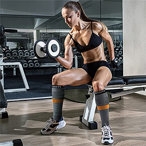 Compression Socks for Women & Men Circulation (Large-X-Large / 21 Strip-pink/Grey/Cyan)