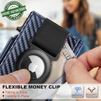 Men Leather Wallet for AirTag (Purplish Blue3428)