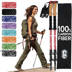 100% Carbon Fiber Trekking Poles by USA Brand (Cork - Red)