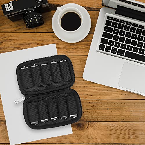 10 Slots Neoprene USB Flash Drive Case with 20 Identification Labels (Black-10Slots)