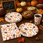 50Pcs Fall Football Paper Plates and Napkins (Fall Football)