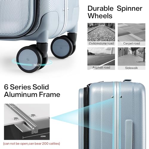 20 Inch Carry On Luggage Hard Shell Suitcases with Wheels Luggage Suitcase Travel Luggage for Women Men Rolling Luggage Bags for Business Trip Weekender (20 Inch / Grey Upgrade)