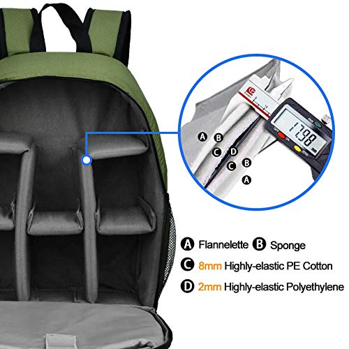 Camera Backpack Bag Professional for DSLR (Green / 2.0 Small)