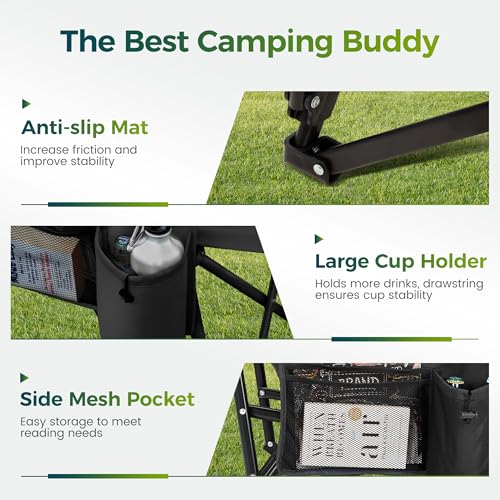Oversized Camping Chair for Adult Lawn Chair for Outdoor Camping (Black)