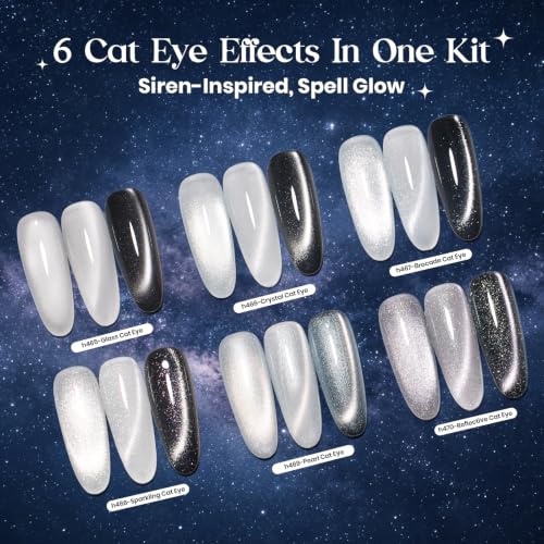 Beetles Silver Cat Eye Gel Nail Polish Set (A - Silver Blue Purple | Dusted Galaxy)