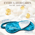 Mulberry Silk Sleep Eye Mask for Sleeping Women Men (Peacock Blue / 1 Count (Pack of 1))