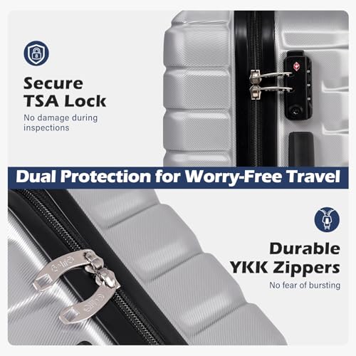 Lightweight Luggage with TSA Lock (Medium(24in) / Silver)