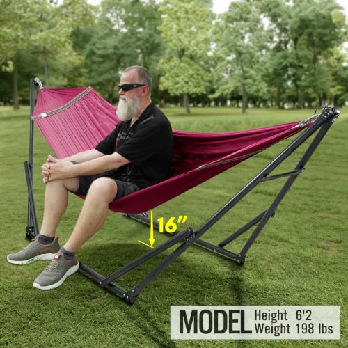 Universal Double Hammock with Stand Included for 2 Persons (1. Red)