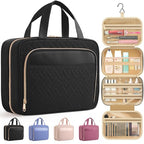 Hanging Travel Toiletry Bag Women Men (Black / Large)