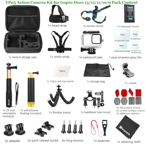 Accessories Kit for GoPro Hero 13 12 11 10 9 Black