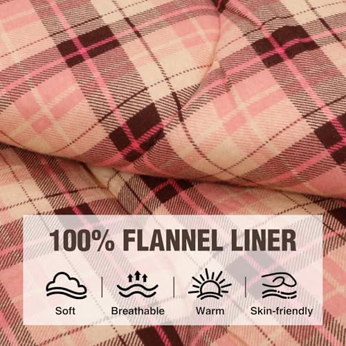 Cotton Flannel Sleeping Bag for Camping (Pink With 2lbs Filling)
