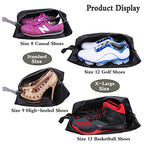 Travel Shoe Bags Set of 4 Waterproof Nylon with Zipper for Men & Women (4 Pack - Black)