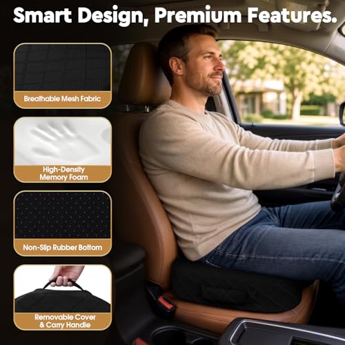 Seat Cushion Memory Foam Office Chair Cushion (Large / Black)