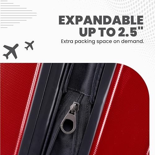 Rails Expandable Hardside Upright Suitcase with 360° Spinner Wheels (Red / Medium Checked)