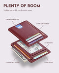Slim Wallet for Men Women Minimalist Small Leather Front Pocket Wallets with RFID Blocking and Gifts Box (Small / Bassa Mars Red)