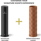 Waterless Essential Oil Hotel Scent Diffuser - Cold Air Diffuser - Covers 1000 sq. ft. - Waterless Diffuser for Home, Office & Hotel (Black + Interchangeable Sleeve) (Black + Teakwood Sleeve)