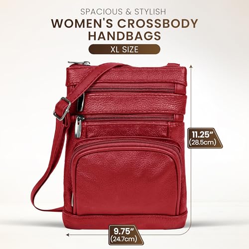 leather Crossbody Purses for Women (X-Large / Wine)